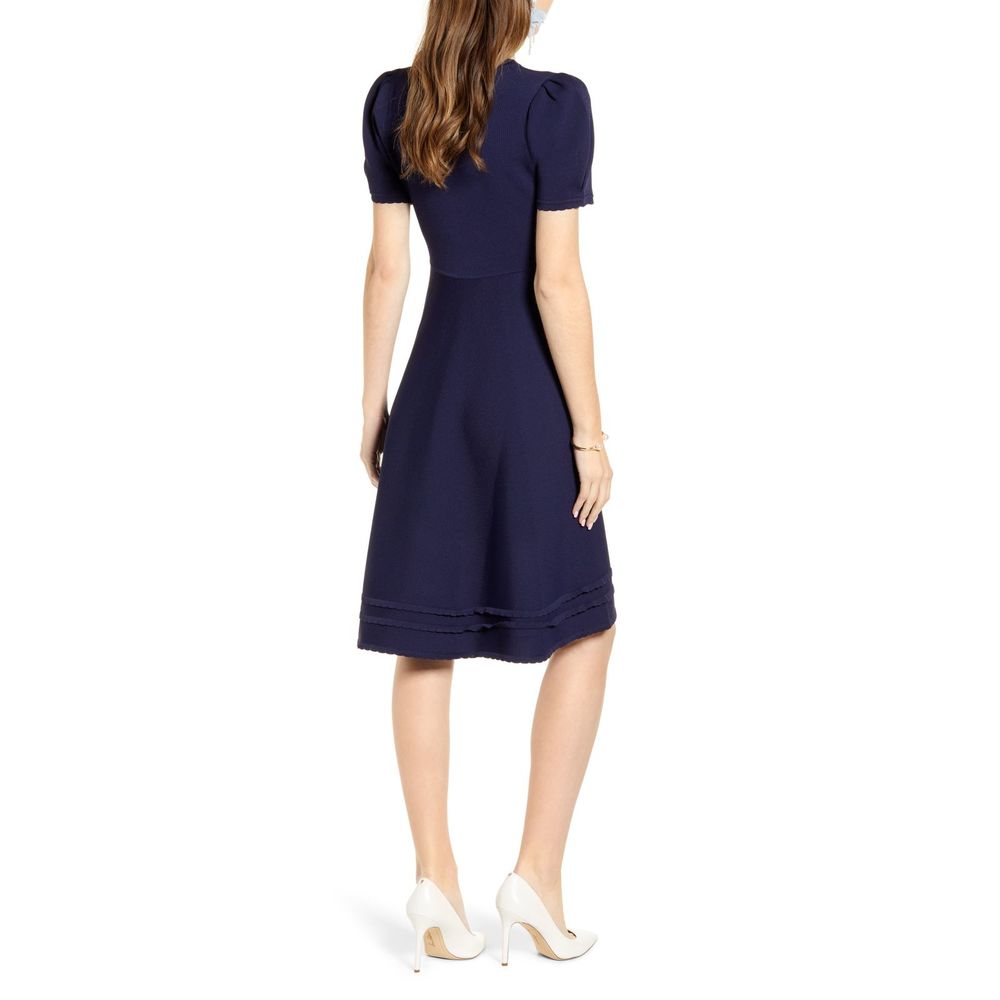 RACHEL PARCELL Navy Puffy Scallop Sweater Dress S - Picture 11 of 12